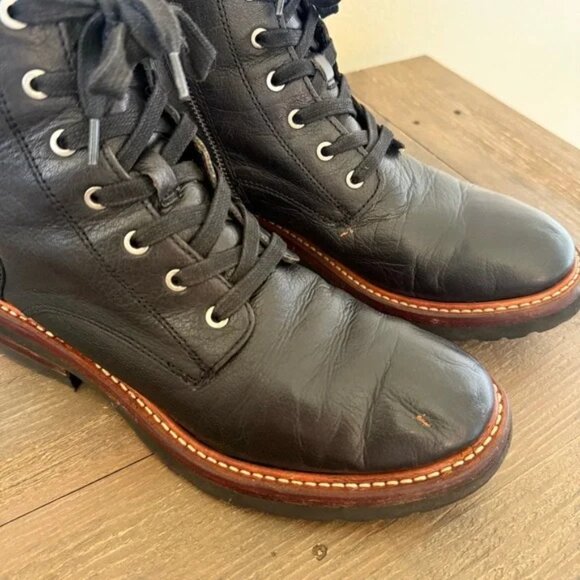 Frye Ella Moto Lace Up Combat Boots Women's Size 9 - Picture 4 of 11